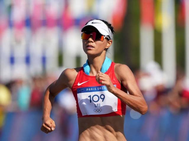 2024年8月1日，刘虹在巴黎奥运会田径女子20公里竞走比赛中。